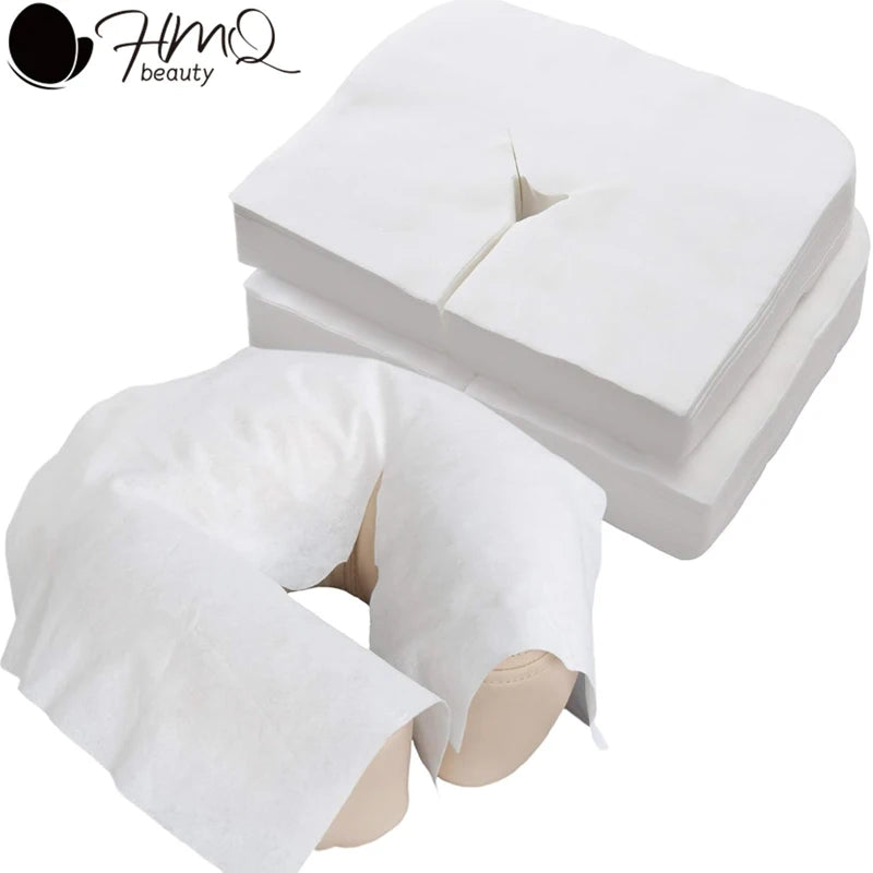 500/100pcs Disposable Face Cradle Covers Headrest Massage Pillow Paper Soft Non-Woven Face Covers for Spa Salon Beauty Supplies