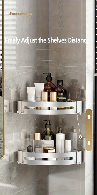 1 Piece Of White Storage Rack For Bathroom Storage Bathroom Partition Wall Mounted Triangular Square Bathroom Accessory