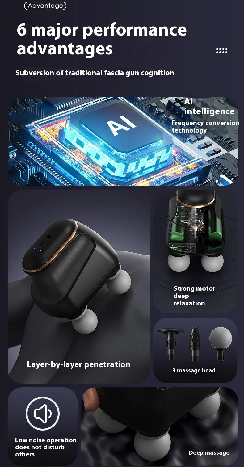 Portable Fascia Gun Muscle Massager Gun Four-head High Frequency Neck Shoulder Waist Massage Machine Professional Fascia Massage