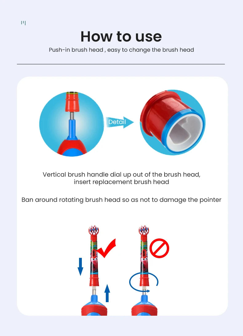 Oral B DB5510K Electric Toothbrush Children Rotary Teeth Brush Soft Bristles 2Min Timer Waterproof Battery Powered For 3-12 Ages