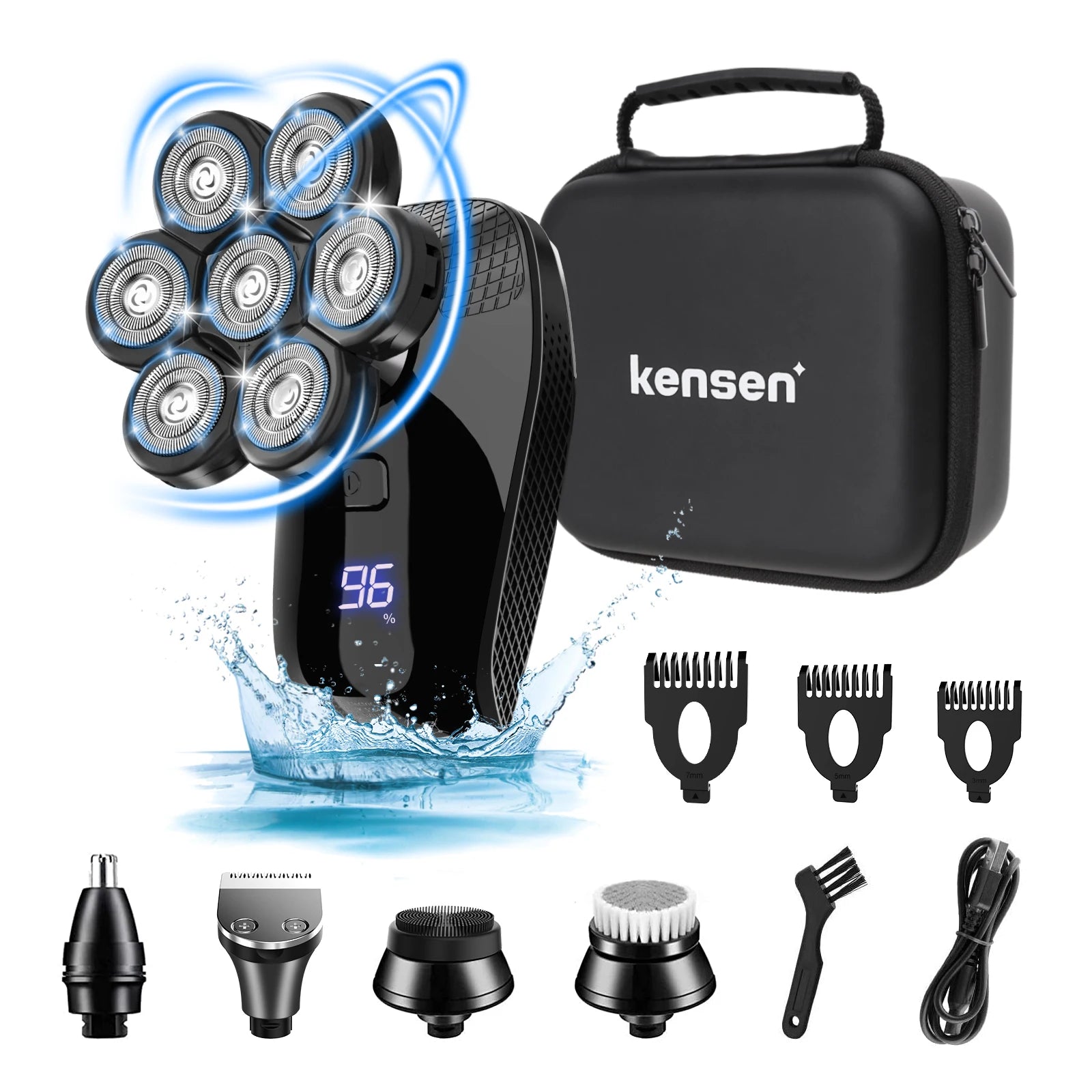 Kensen S8 Electric Head Shavers for Men 7D Floating Cutter Rechargeable IPX6 Waterproof Beard Trimmer Bald Head Shaving Machine