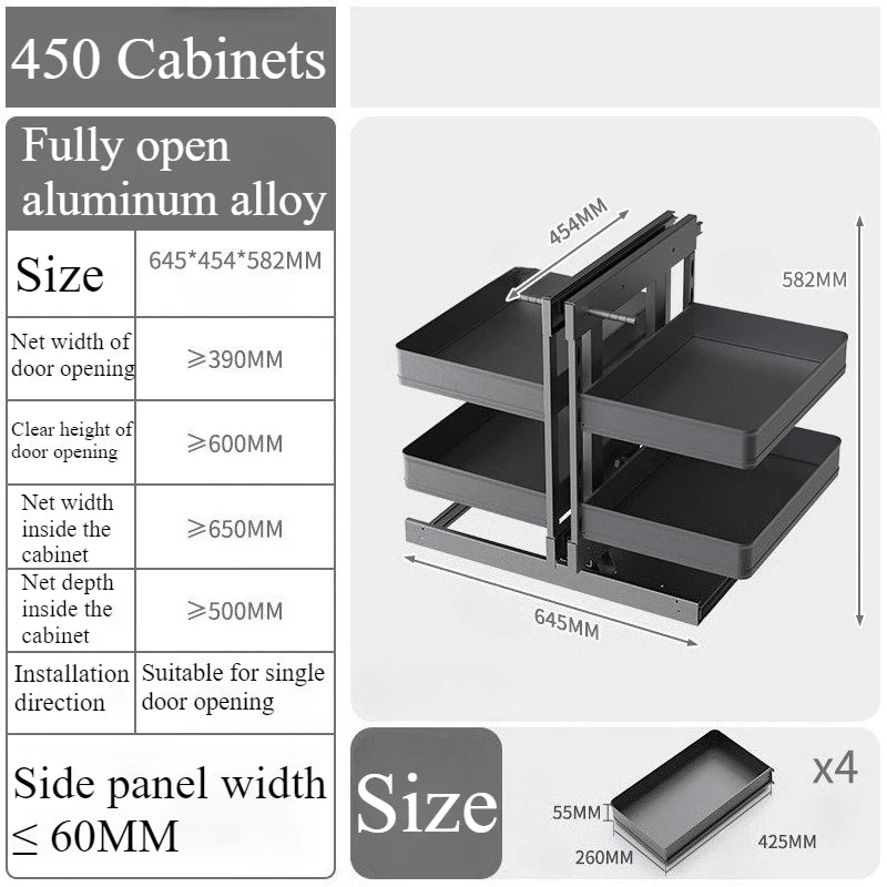 Sliding Kitchen Cabinet Storage Metal Cabinets Organizers Large Removable Spice Drawer Household Narrow Auxiliary Furniture