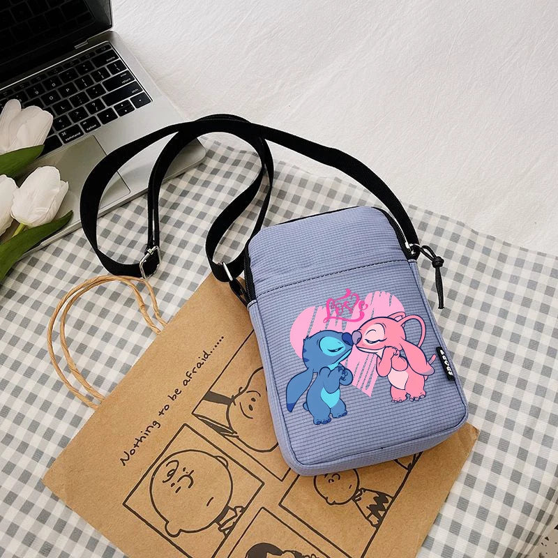 Disney Stitch Fashion Mobile Phone Bags Anime Women Messenger Bag Children Kawaii Coin Purse Girls Portable Crossbody Pouch Gift