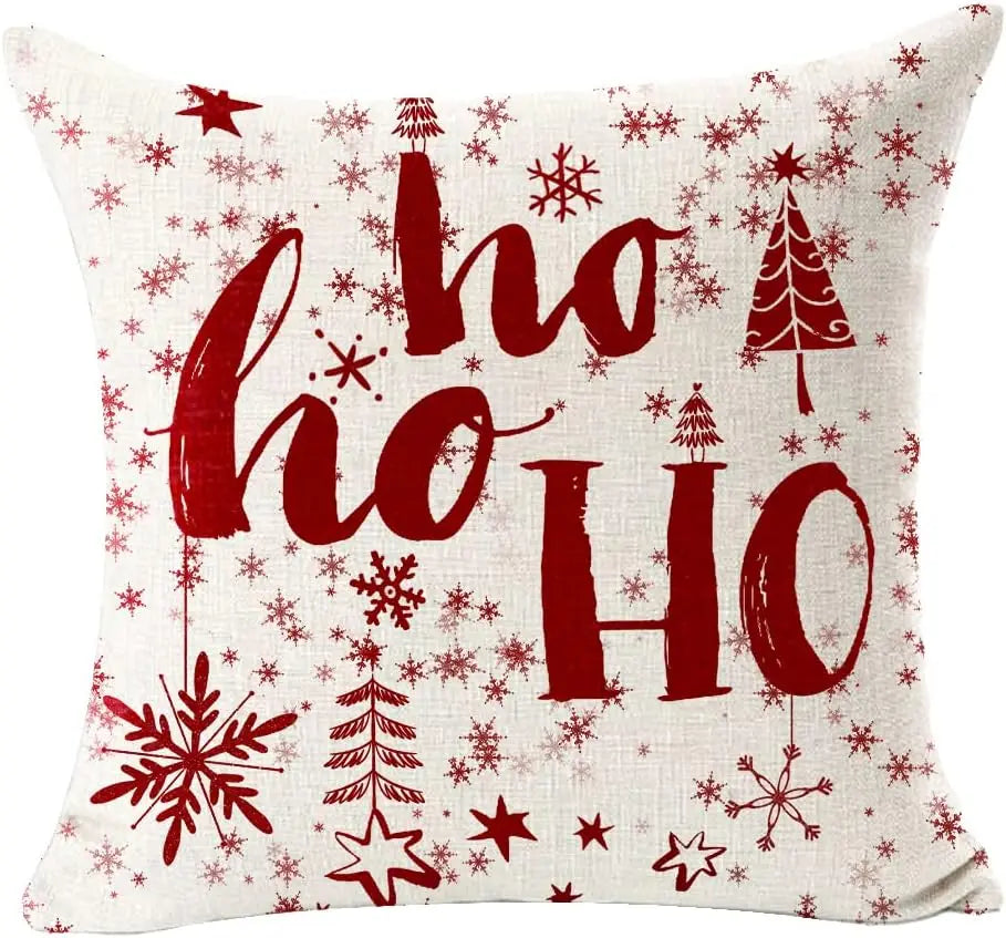 Merry Christmas snowflake red bear linen decorative pillow cover home sofa decorative cushion cover  cushion cover 45x45