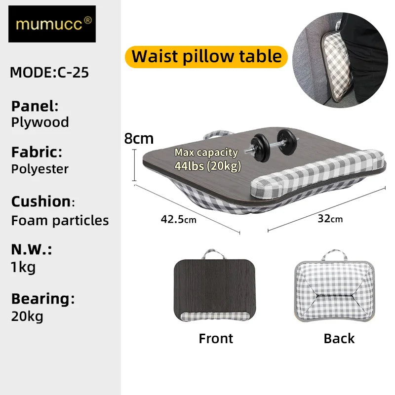 MUMUCC Lazy Laptop Table with Cushions and Slots, Multifunctional  Mini Pillow Table, Portable Room Desk, Office Lumbar Support