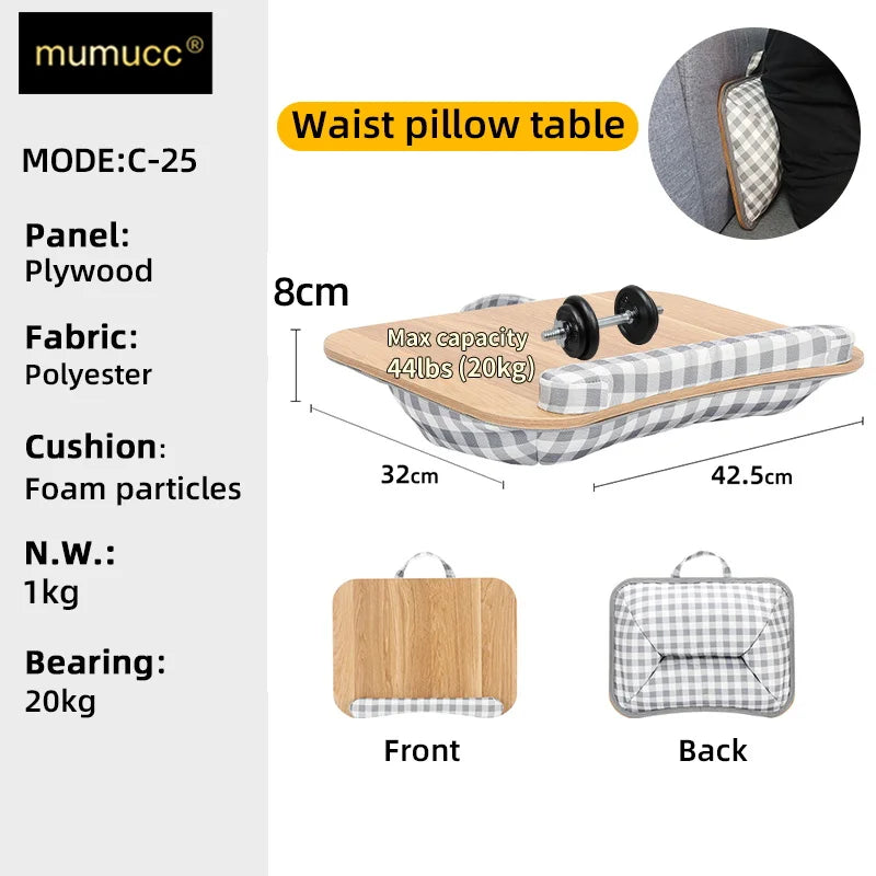 MUMUCC Lazy Laptop Table with Cushions and Slots, Multifunctional  Mini Pillow Table, Portable Room Desk, Office Lumbar Support