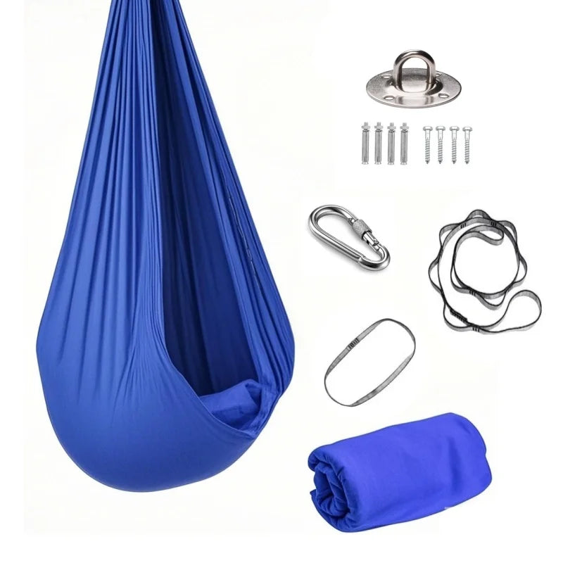 1.5*2.8m Elastic Swing Hammock Indoor and Outdoor (Including Fixing Hardware) Elastic Swing Adjustable Aerial Yoga Adult Healing Hammock Swing Set, Elastic Fabric Hammock. Embrace the Swing, a Hanging Swing Hammock, Suitable