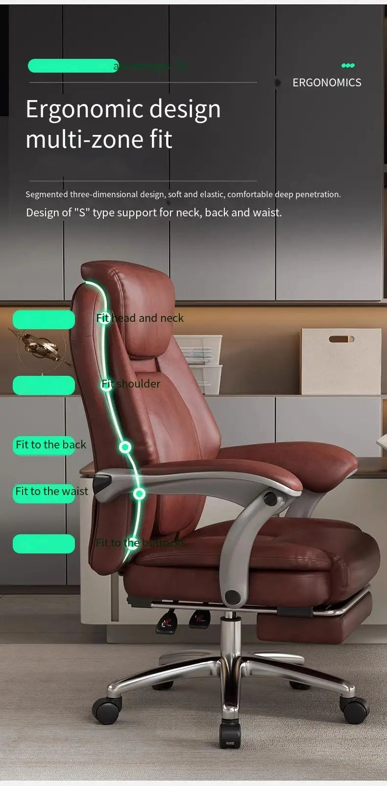 Foot Rest Ergonomic Office Chair Comfortable Designer Relax Luxury Swivel Office Chair Pliable Wheel Sillas Escritorio Furniture