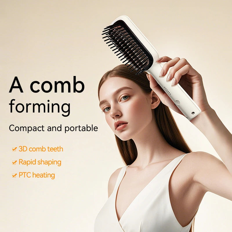 KSKIN Top Hot Sale Hair Straightener 2 in 1 Mini Brush Multifunctional Professional Hair Flat Iron Hair Comb