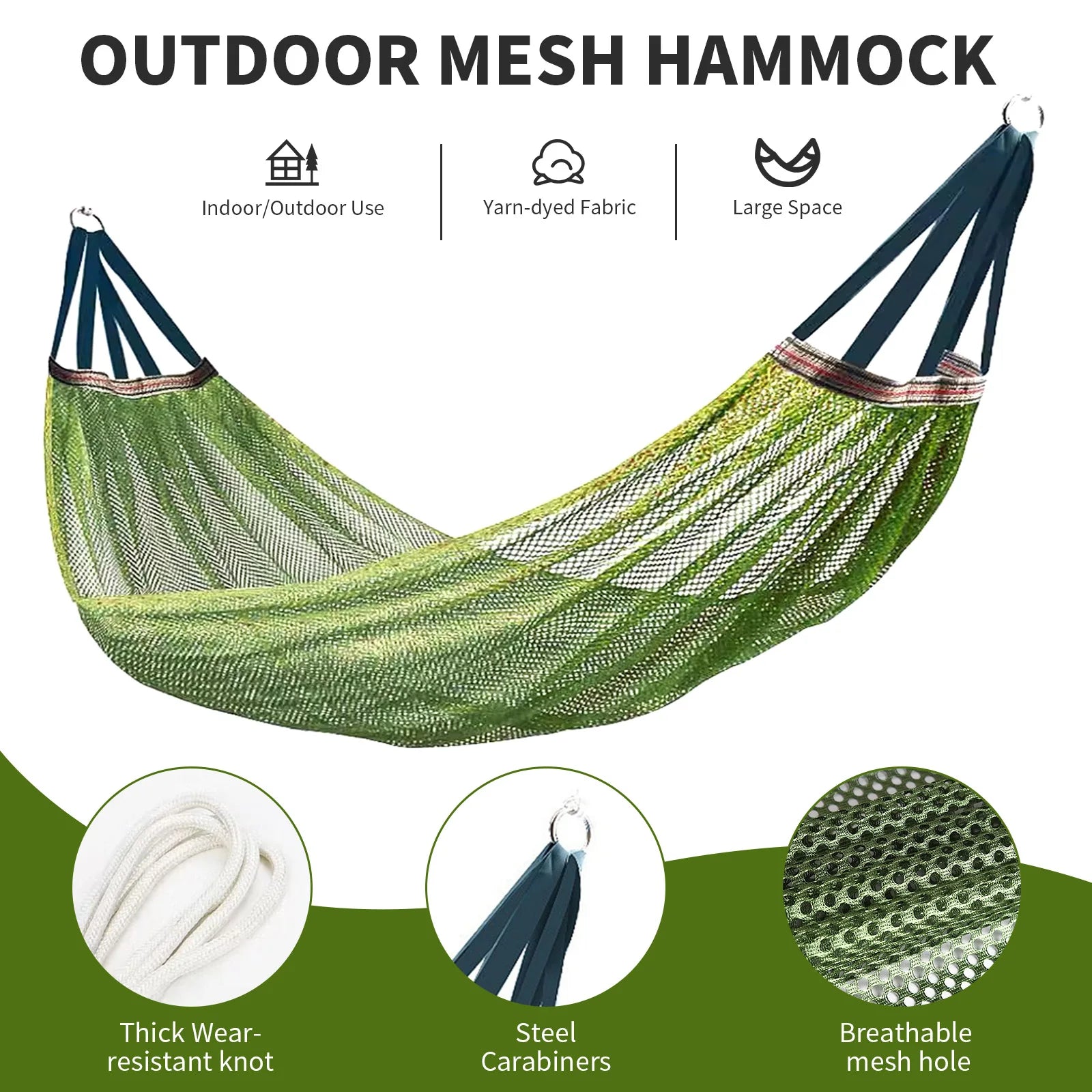 Hickened Rope Hammock Garden Outdoor Mesh Hammock Portable Simple Hammock Hanging Bed Double Outdoor Hammock with Bag
