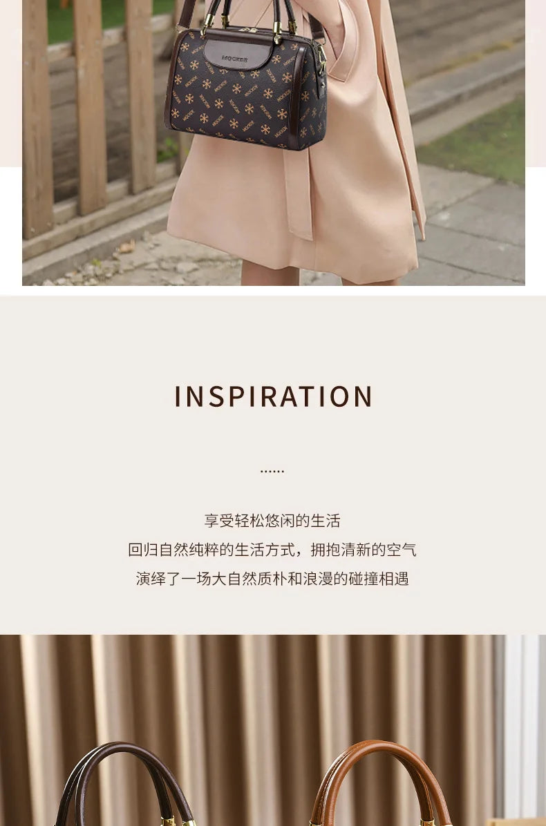 2024 Fashion New Boston Pillow Bag Soft Leather Women's Handbag Versatile Classic Shoulder Bag Large Capacity Crossbody Bag