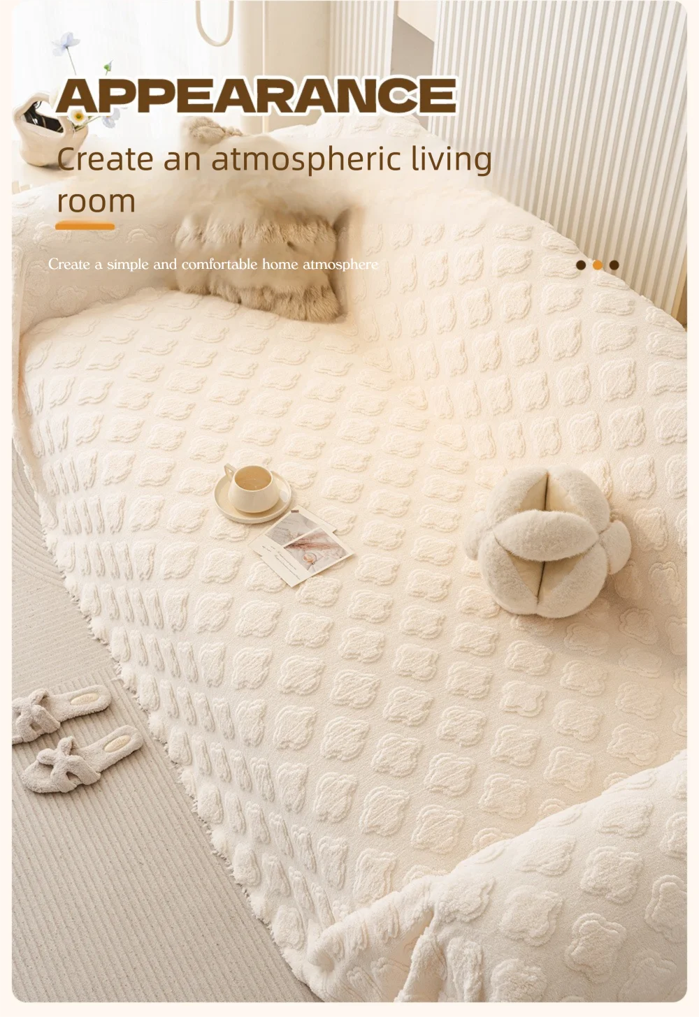 Winter Warm Thickened Sofa Cover French Cream Style Plush Shu Velveteen Full Coverage Slipcover Blanket