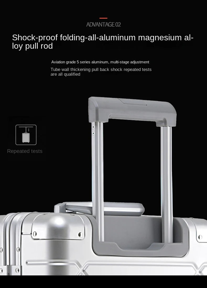 High Quality Senior Travel Luggage 100% Aluminum-magnesium Alloy Material  20/24/26/28 Size Spinner Brand Travel Suitcase