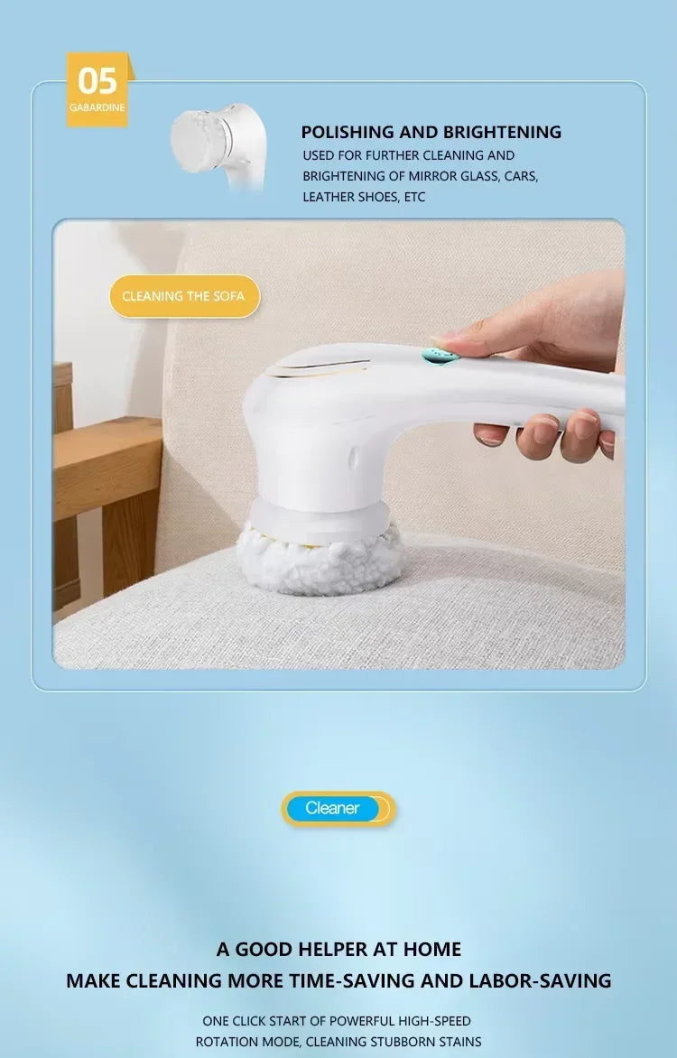 5 in 1 Multi-function Kitchen Home Bathroom Cleaning Tool Automatic Cordless Electric Cleaning Brush Rechargeable Brush