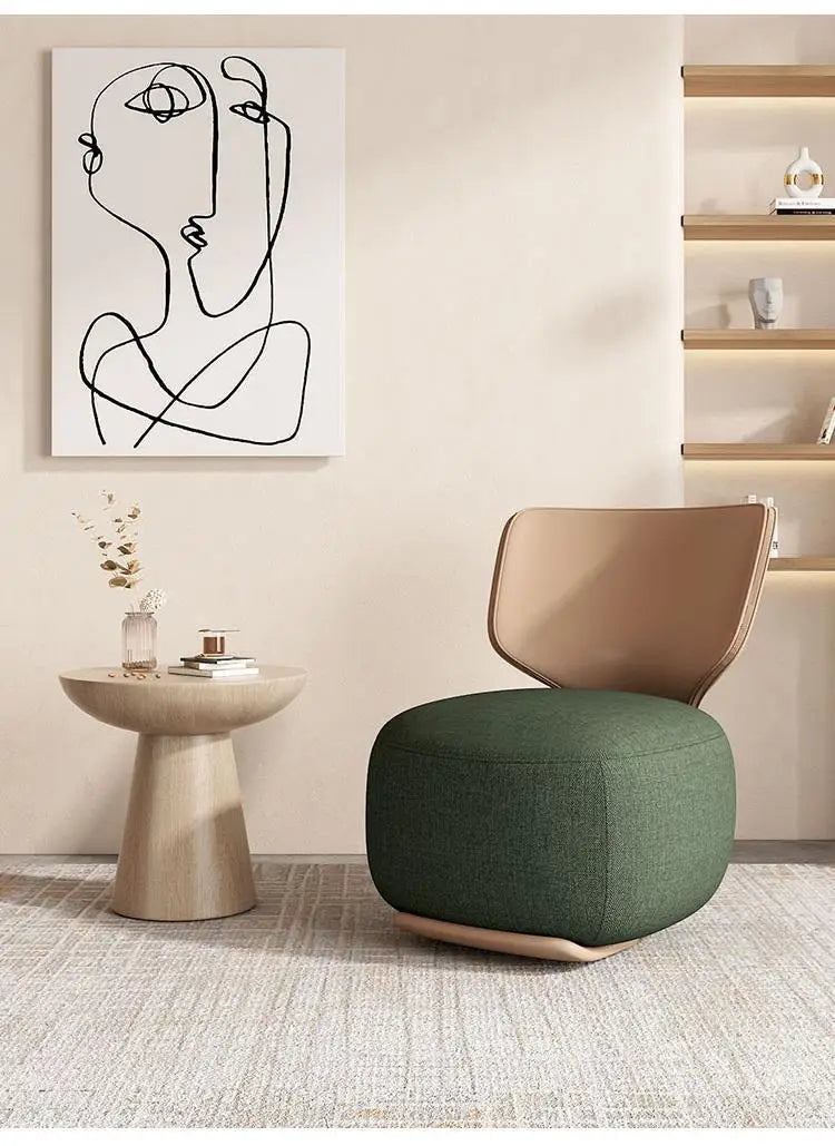 Log Light Luxury First Class Cabin Lounge Sofa Chair Nordic Living Room  Fabric Low Stool Balcony Leisure Armchair 2023 New