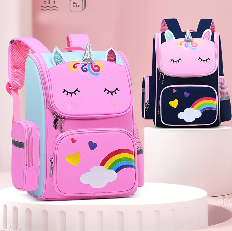 Kid Backpack for Girl Unicorn Children Bookbag Rainbow Eyes School Bag Teen Girl Backpack for Traveling Waterproof Mochilas