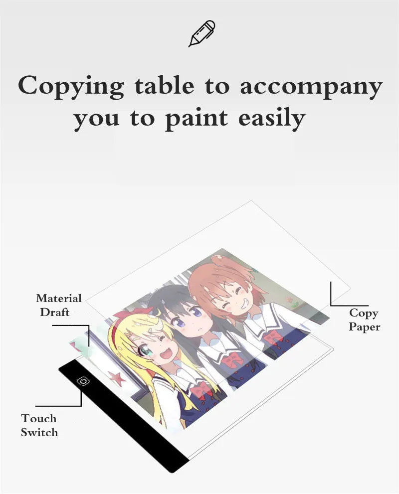 A5 Led Drawing Copy Pad 3 Level Dimmable Board Table Animation Painting Educational Toys Adjustable Light Notepad For Children