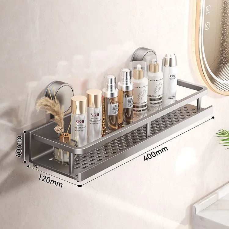Suction Cup Bathroom Rack Bathroom Shelf Toilet Space Aluminum No Drill Hanging Rack Bathroom Organizer Hang On the Wall