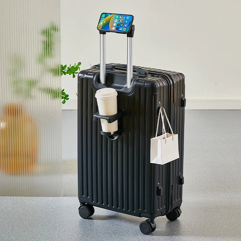 Large Capacity Medium Travel Luggage Bag 20-26 Inch Rolling Bag with Cup Holder And Phone Stand for Easy Carry-On Travel