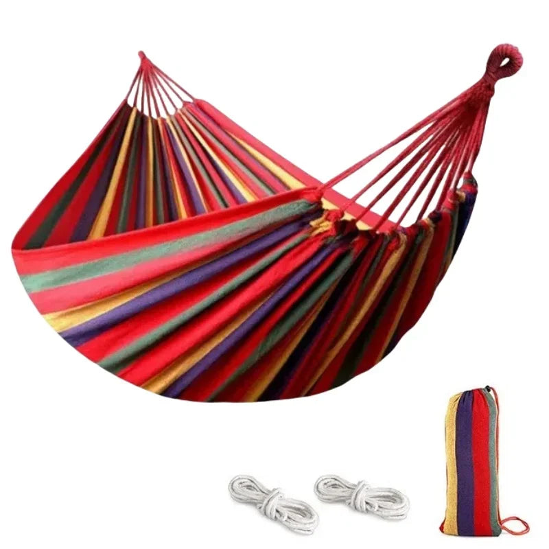 Portable Travel Anti-rollover Thickened Hanging Hammocks Outdoor Indoor Single Double Canvas Hammocks Courtyard Children's Swing