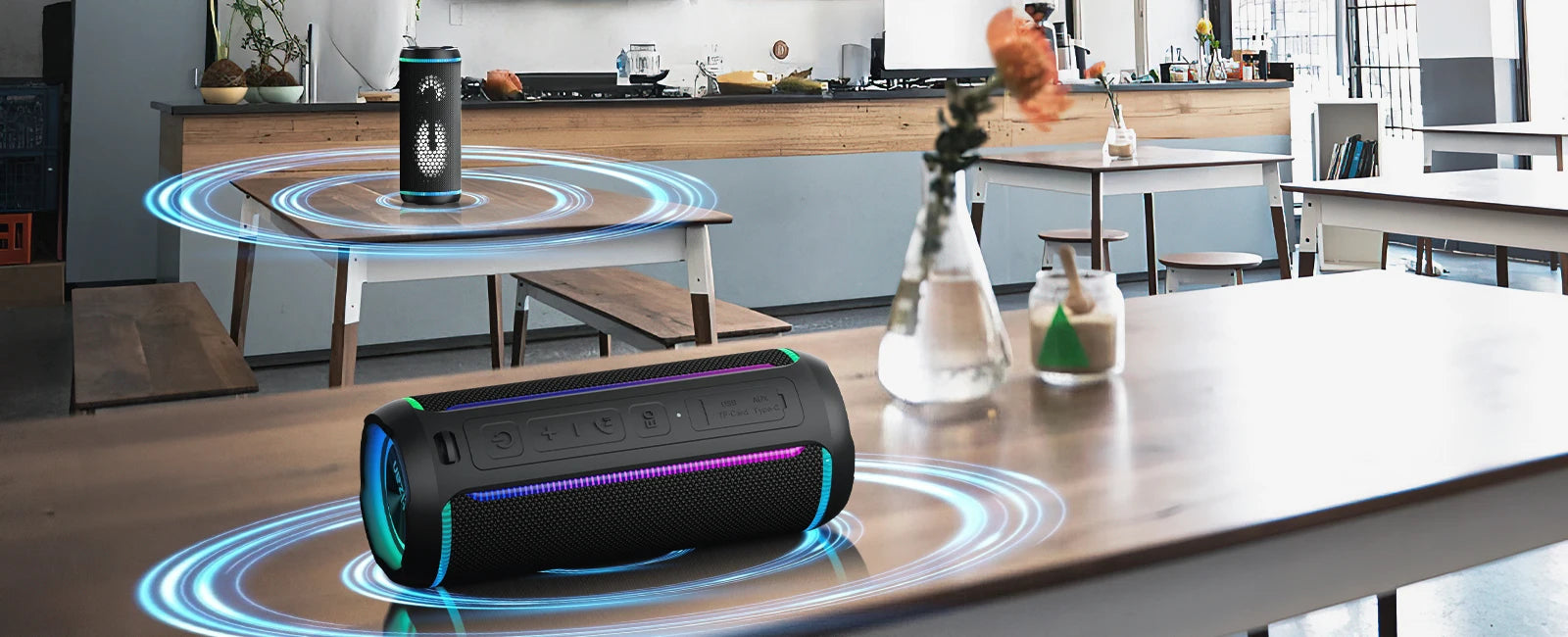 Ortizan X30 Portable Bluetooth Speaker Bluetooth 5.3 Wireless Speaker with 40W HD Loud Stereo Sound and RGB Colorful Lights AUX