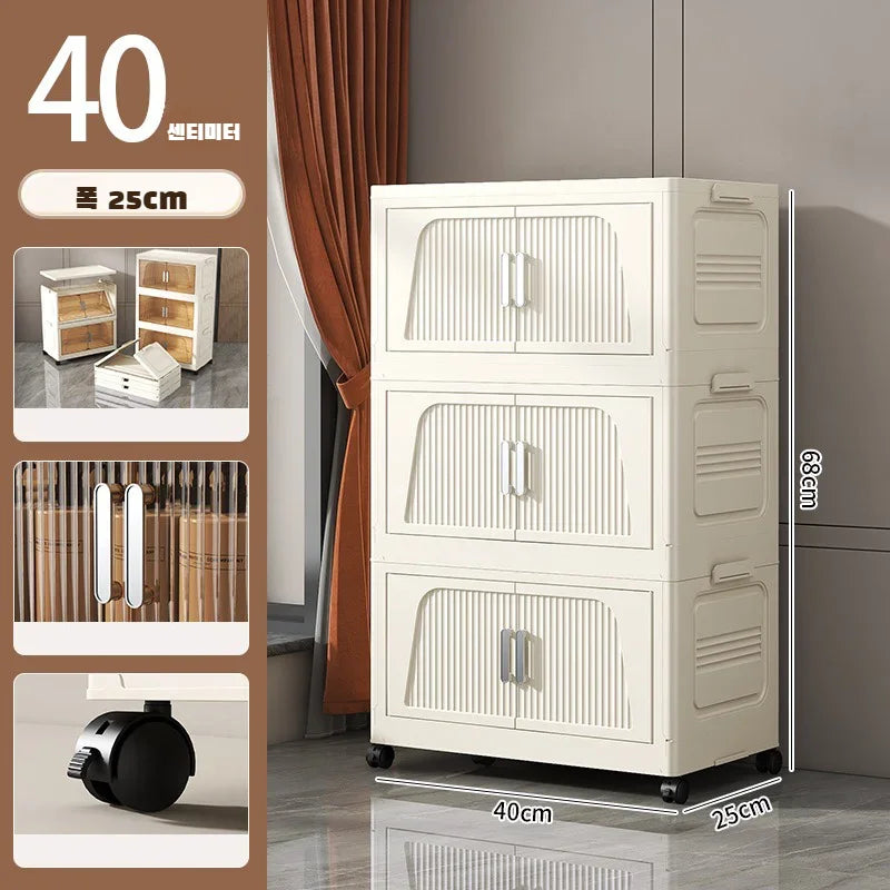 Multifunctional Foldable Storage Cabinet Children's Closet Large Capacity Space Closet Organizer Living Room Sundries Cabinet