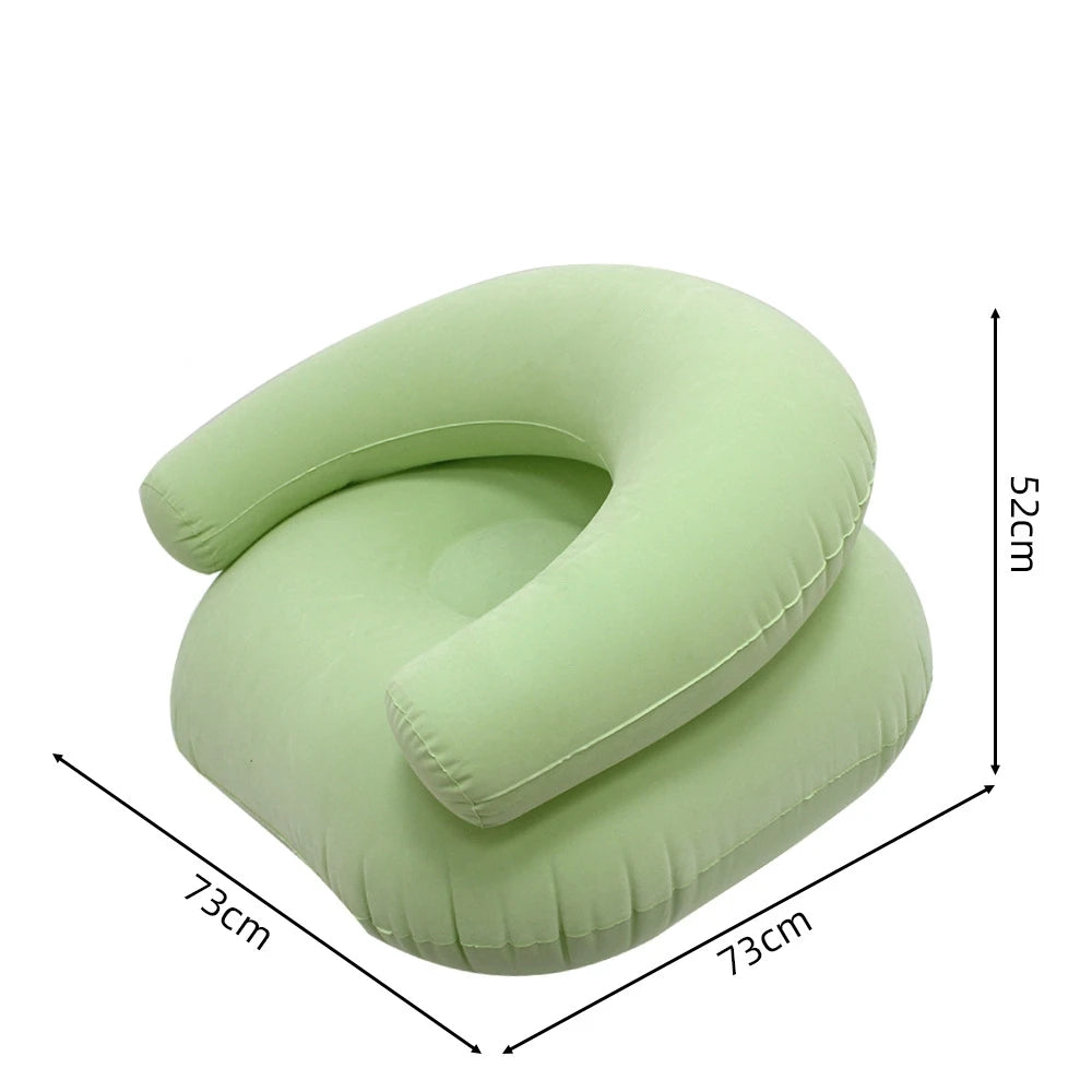 Lazy U-Shaped Inflatable Sofa Chairs Flocking Pvc Lounger Seat Outdoor Camping Living Room Portable Folding Air Single Sofa