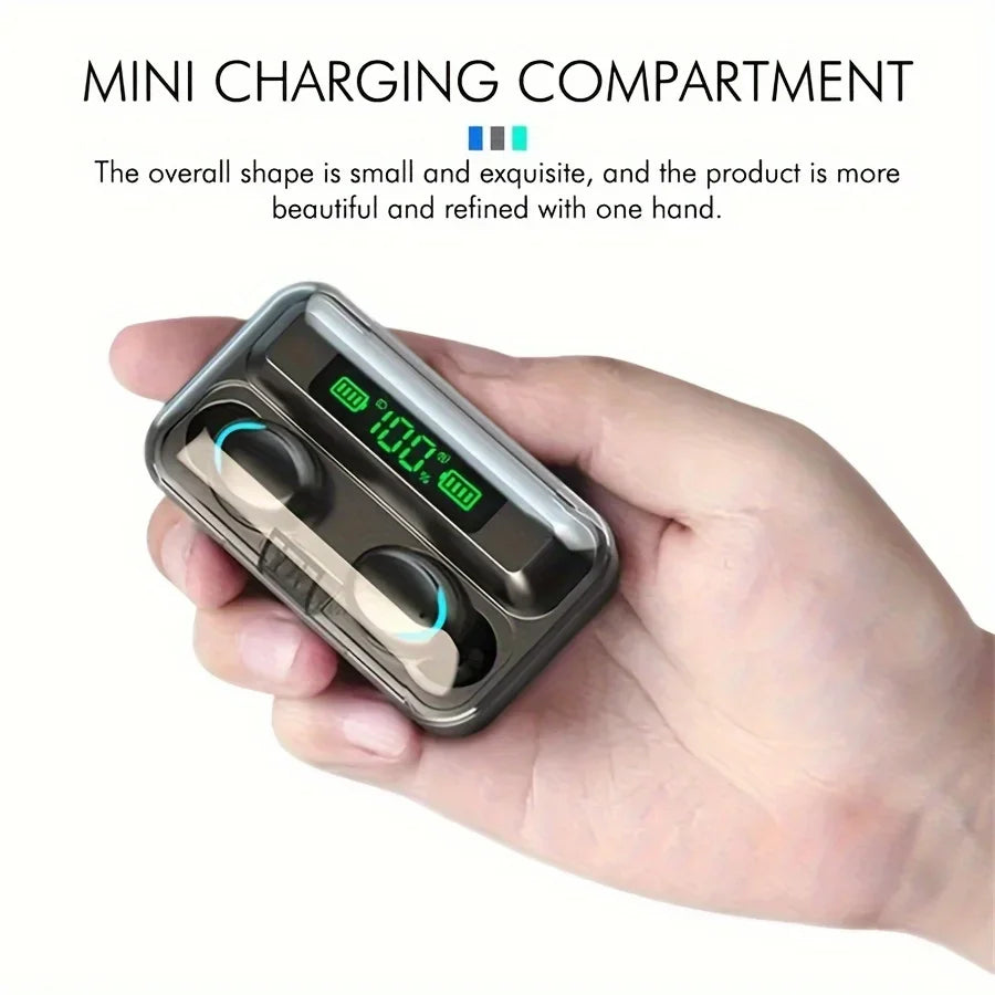 F9 TWS Wireless Bluetooth Headphones: Game Earbuds with Digital Display & Large-Capacity Charging Case