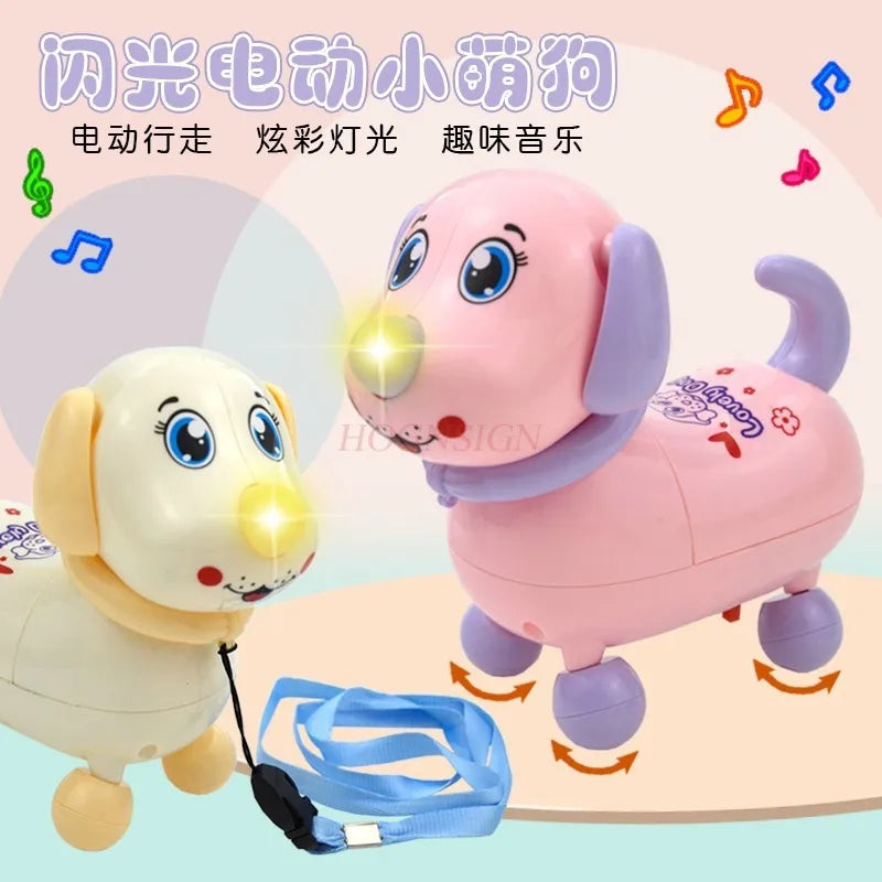 Electric leash machine, puppy toy, cartoon animal that can walk, light, music, pet dog