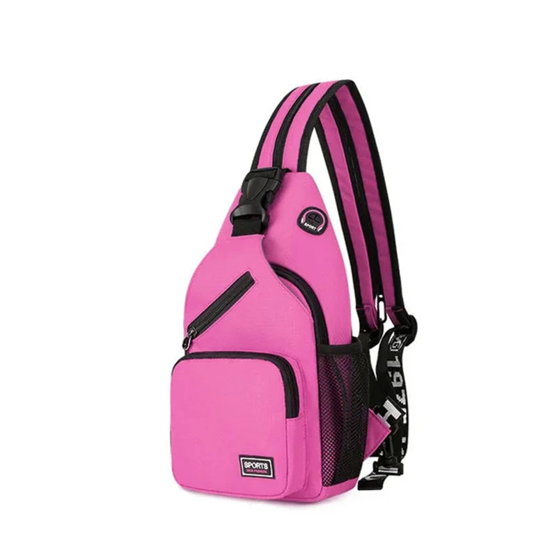 Women Chest Bags Adjustable Backpack and Single Shoulder Bag With Earphone Hole Girl Small Sports Travel Messenger Oxford Bag