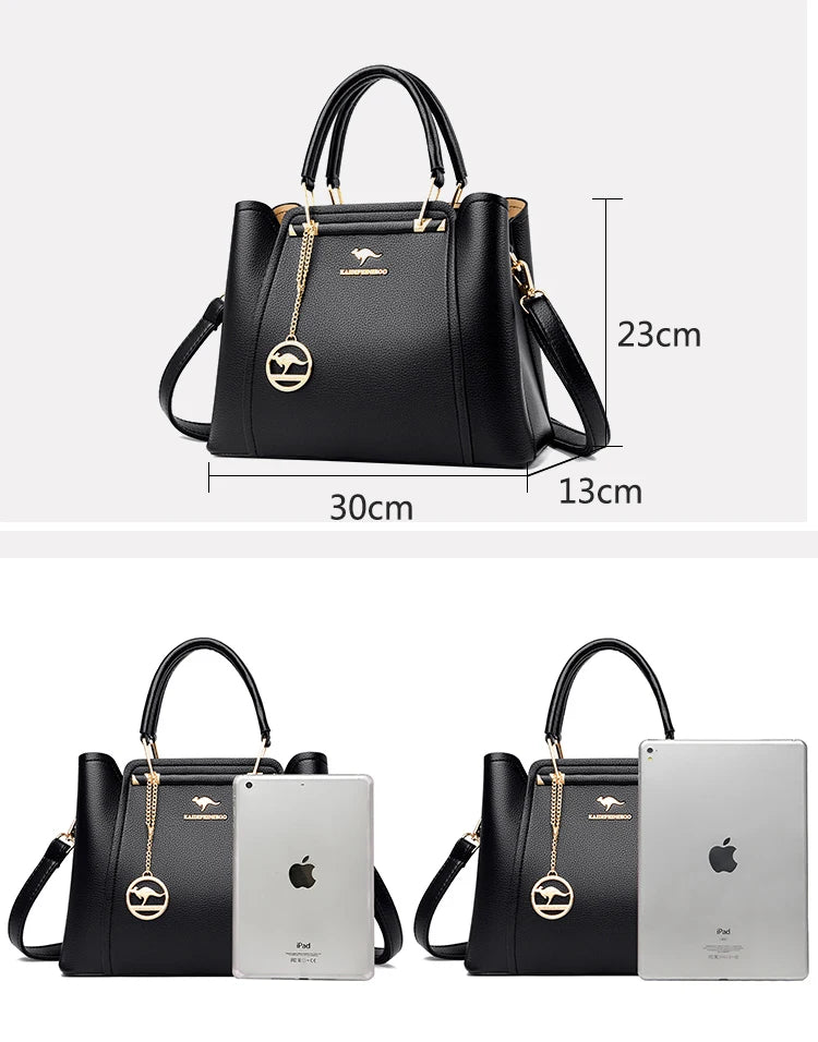 Fashion Women Soft PU Leather Handle Handbag Designer Shoulder Crossbody Bag Ladies Large Capacity Shopping Messenger Tote Bag
