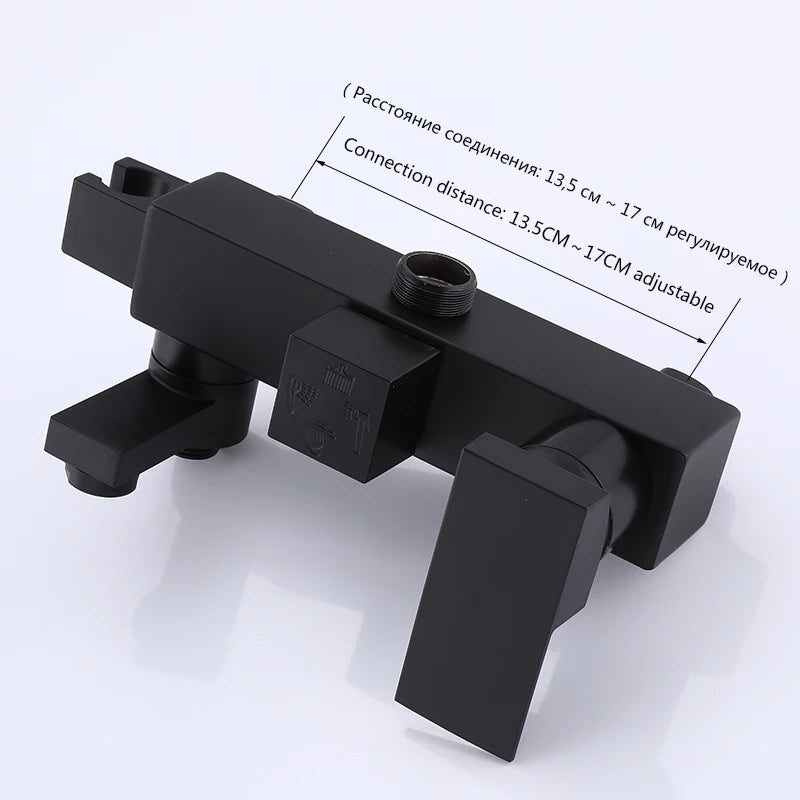 Black Gold Bathroom Shower System Brass Hot Cold Bathroom Faucets Set Accessories 10 Inch Stainless Steel Rain Shower Head