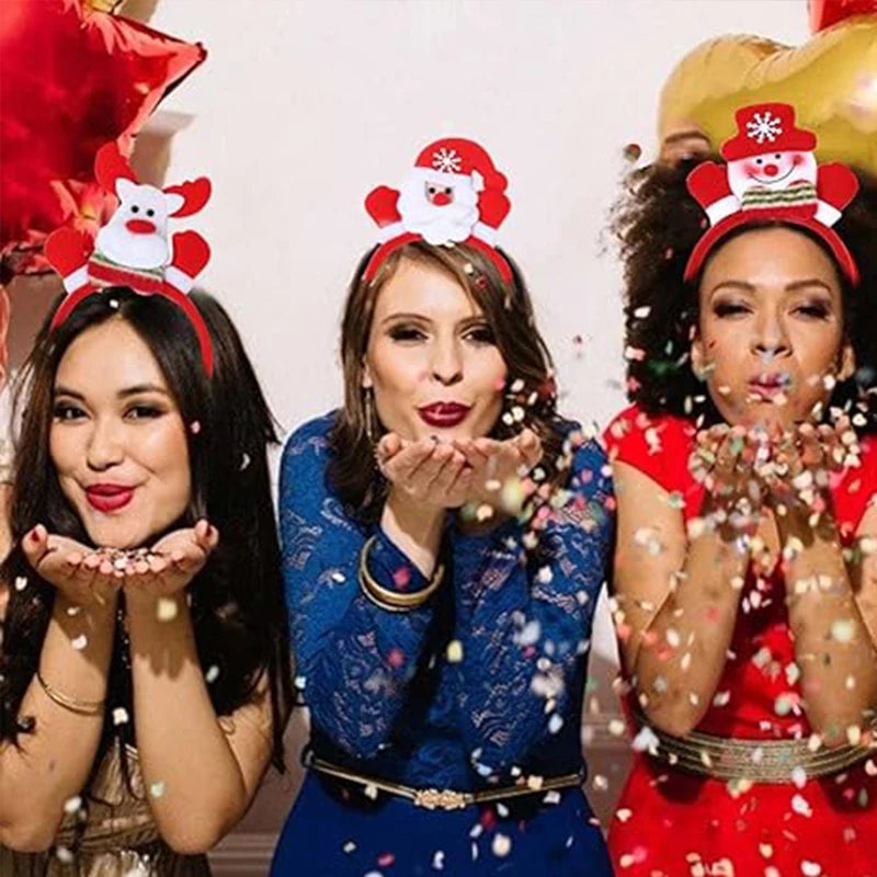 Christmas Headband LED Santa Claus Hair Hoop Xmas Snowman Headpiece Halloween holiday Party Hair Accessories for Women Girls