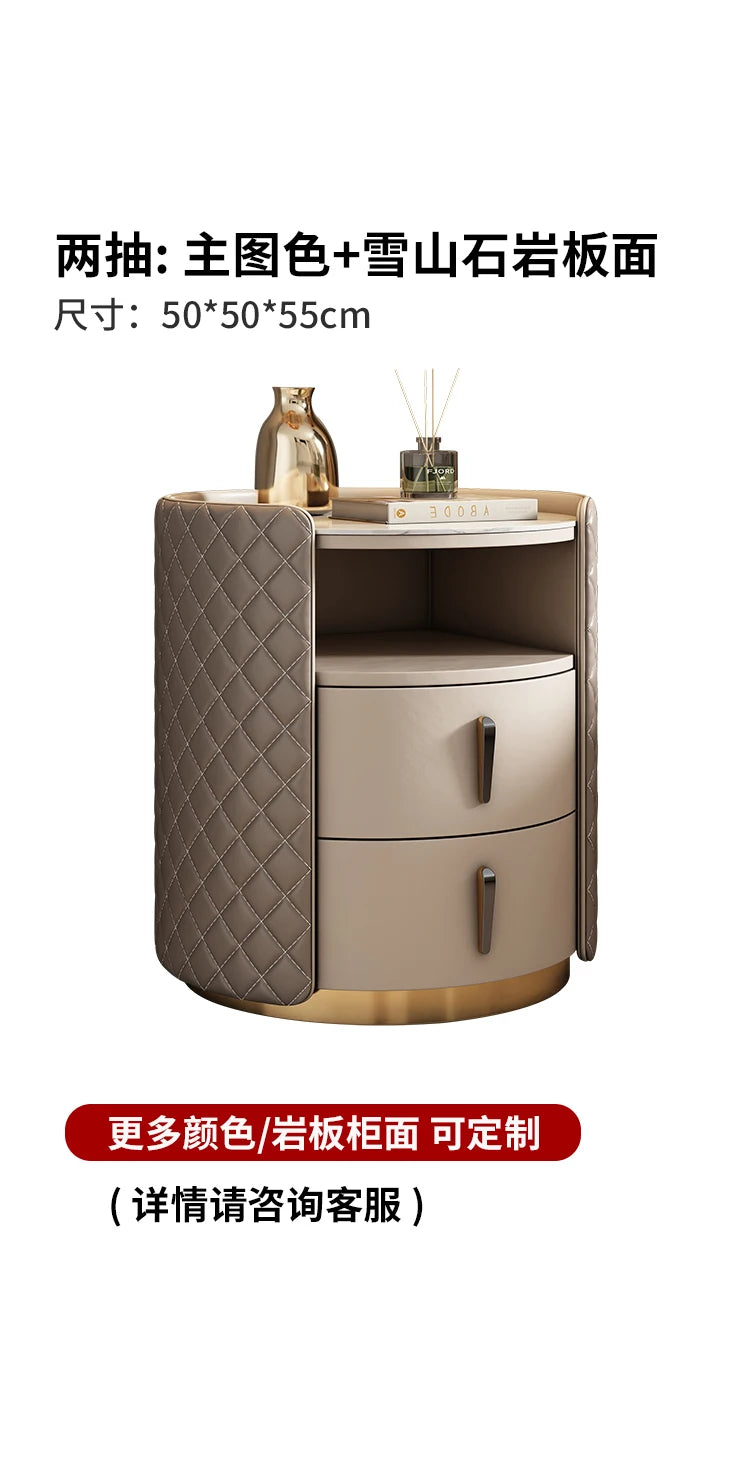Storage Modern Nightstand Aesthetic Luxury Simple Leather Bedside Table Italian Trendy Muebles Para Cuarto Bedroom Furniture