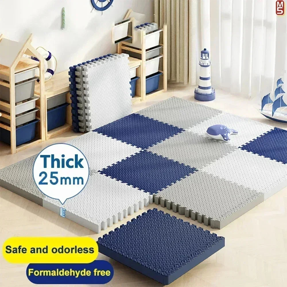 8Pcs/2.5cm Thick Nonslip Baby Crawling Play Mat Soundproof Puzzle Gym Mat for Children's Room and Eco-Friendly Puzzle Mat