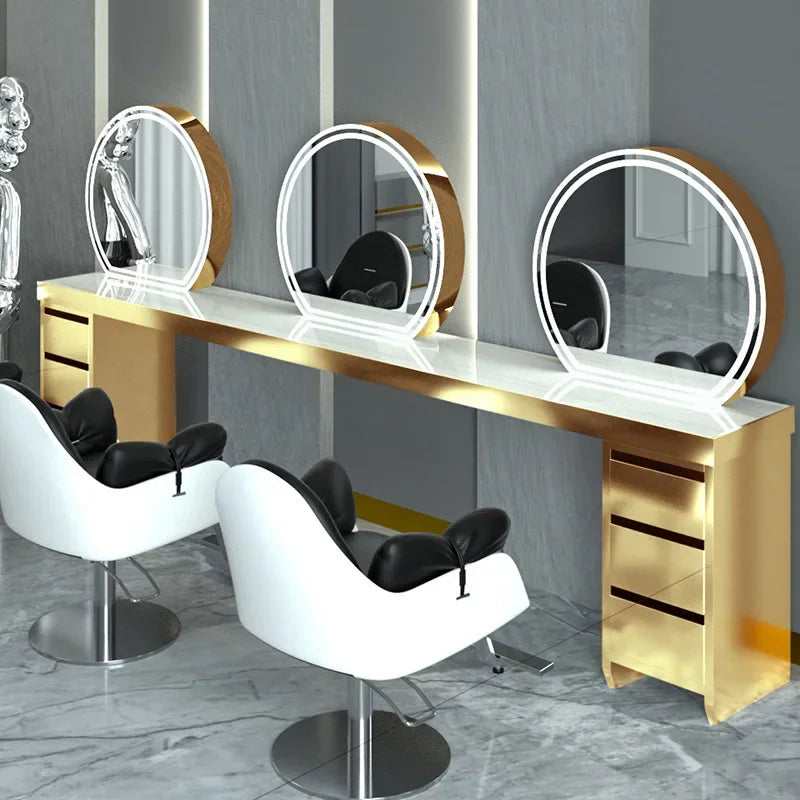 Barber shop hair salon special single and double-sided floor mirror table barber shop special hair mirror
