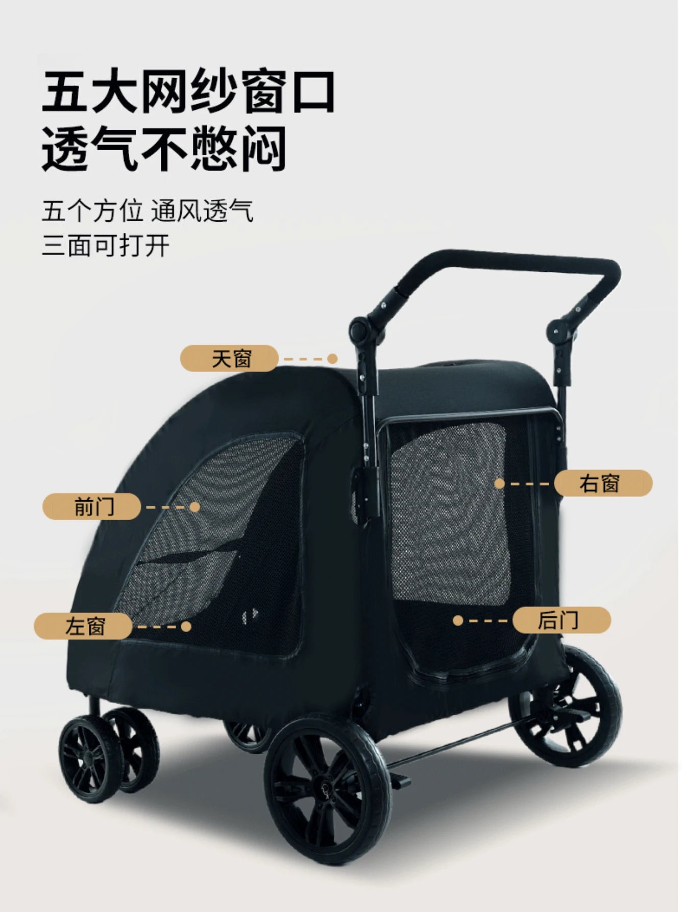 Medium and Large Dog Out Trolley Pet Trolley Foldable Elderly Dog Disability Assistance Car Cat Stroller Cat Cart Pet Stroller
