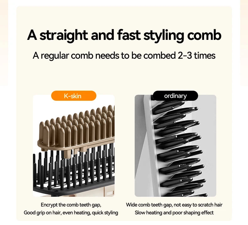 KSKIN Top Hot Sale Hair Straightener 2 in 1 Mini Brush Multifunctional Professional Hair Flat Iron Hair Comb