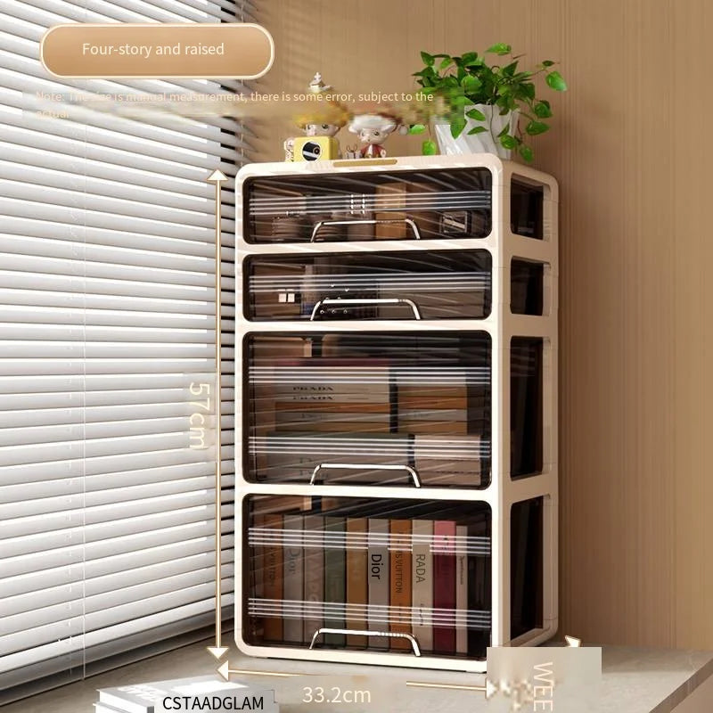 Window-side storage cabinet, transparent storage cabinet that doesn't require installation, large-capacity bedroom storage box