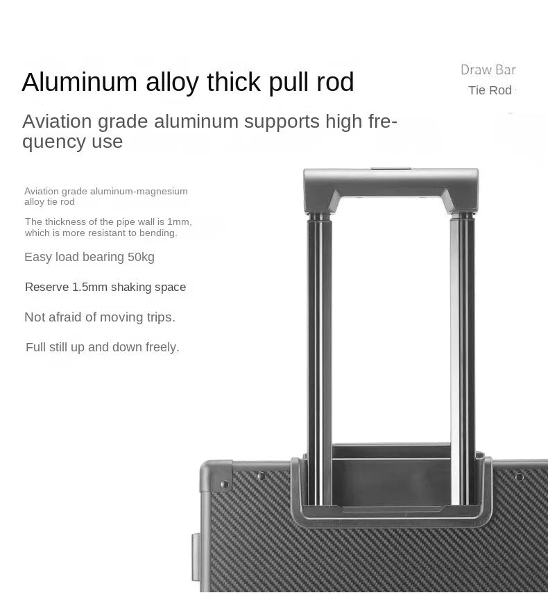 20″24″ Travel Suitcase Carbon Fiber Rolling luggage Carry-On Luggage Aluminum Frame Trolley Case With Wheels Business Boarding