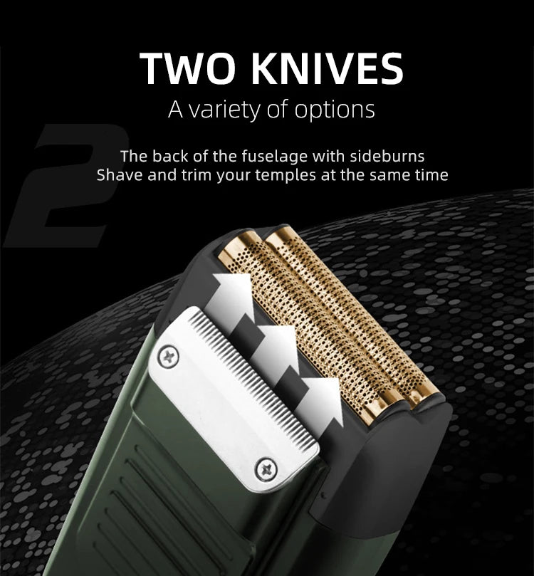 Kemei 2 in 1 Rechargeable Electric Shaver LCD Display Portable Cordless Men Reciprocating Razor Beard Trimmer