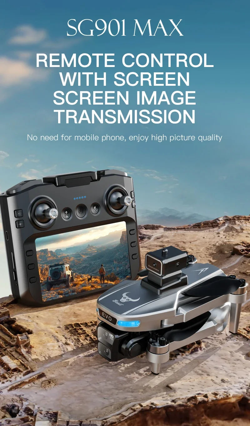 SG901MAX GPS Drone 8K Professional HD Dual Camera 5G WIFI With Screen 360°Obstacle Avoidance Brushless Foldable Quadcopter Drone
