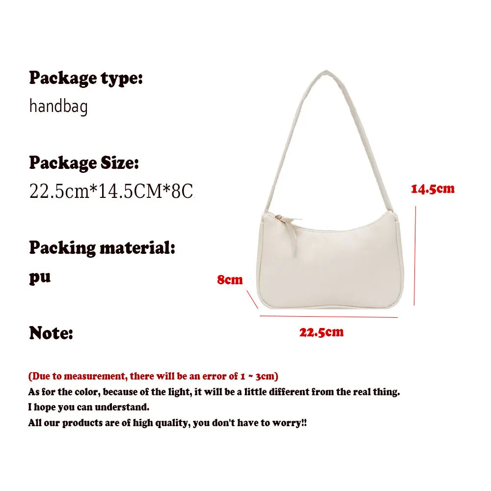Fashion Handbag And Purses Simple Women Shoulder Underarm Bags Casual Ladies Pure Color Small Handbags Elegant PU Leather Bags