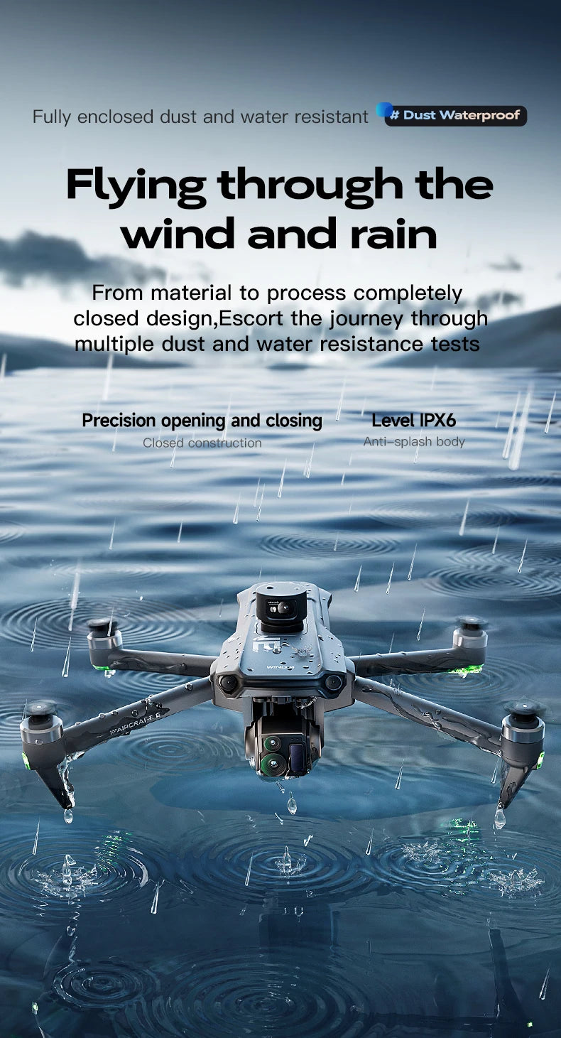 New Wing 6 Drone 8K Camera 3-Axis Gimbal WIFI Obstacle Avoidance FPV Brushless Touch Screen Remote Control Quadcopter Toys Gifts