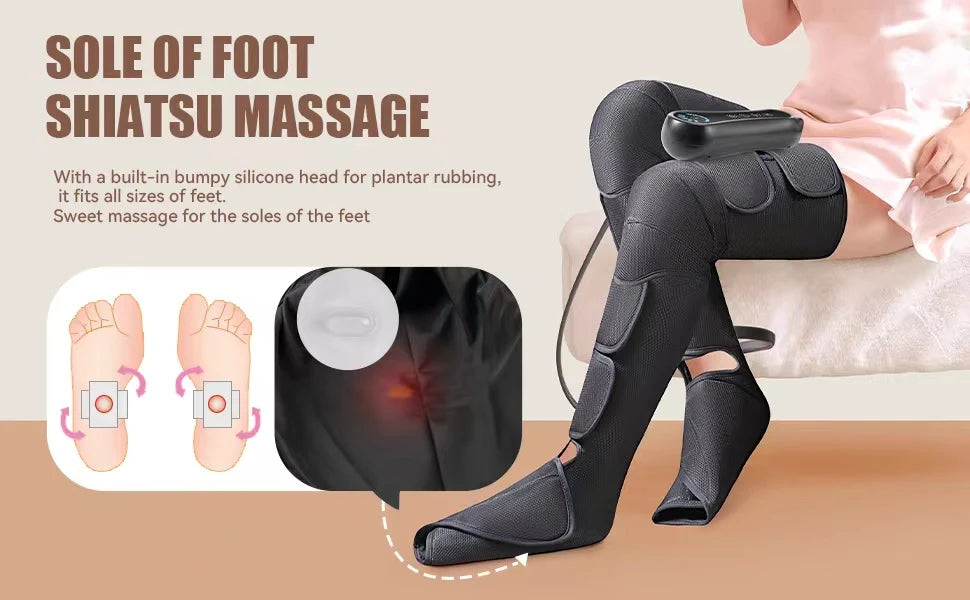 Air Compression Leg Massager Foot Calf Machine Blood Circulation Relaxation Instrument Long Airbag Vibration Heating Knee Tool