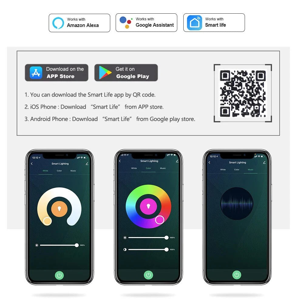 15W WiFi Smart Led Light Bulb E27 LED RGBCW Smart Bulb Voice Control Via Google Home Tuya Smart Life App Alexa RGB Lamp 110-220V