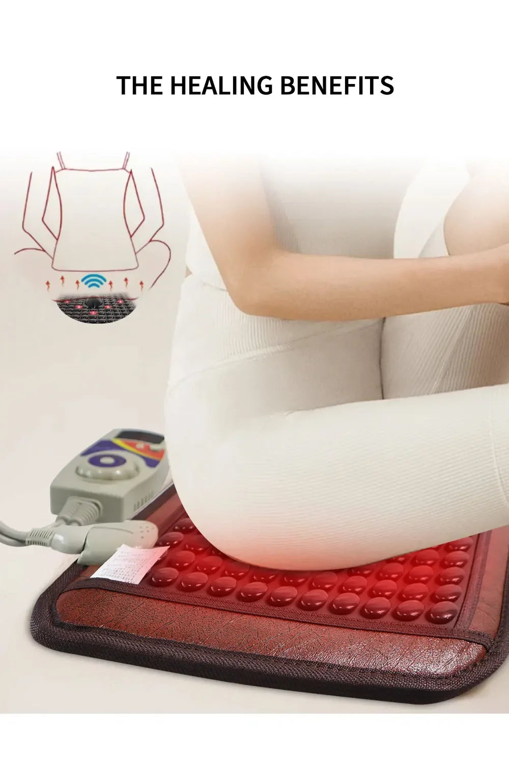 Infrared Photon Heating Tourmaline Jade Cushion Jade Massage Mat Square Cushion 45x45cm Acupoint Massage Relieves Pain