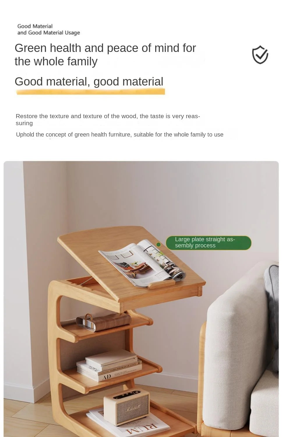 X&D Solid Wood Sofa Side Several Movable Living Room With Wheel Side Cabinet Bedside Shelf Simple Household Coffee Small Table