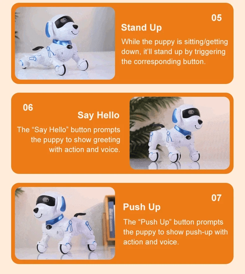 RC Robot Dog Electronic Stunt Pet Interactive Touch Programmable Smart Walking Dancing Kids Birthday Gift for Kids Boys Girls