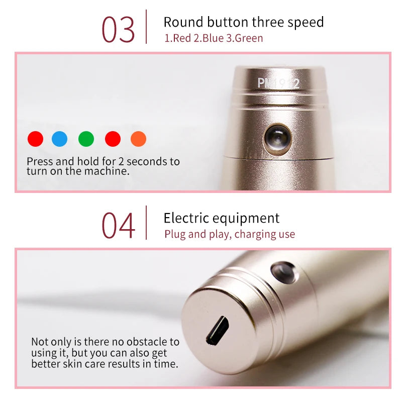 Professional Derma Pen Microneedle Pen With Needles Cartridges Skin Care Device Wireless Microneedling Machine Beauty Tool